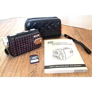 DXG Luxe Collection 1080P  DXG - 5E8V  HD Camcorder Purple Black Houndstooth EUC